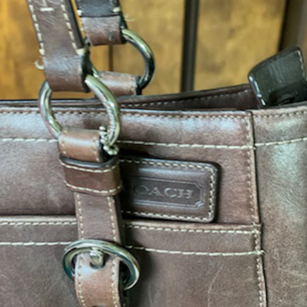 Coach Brown Leather Tote Bag - Picture 2 of 4